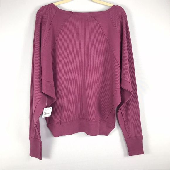 Free People Santa Clara Thermal Knit Top oversized V Neck Dolman Women’s Sz XS - Picture 11 of 16
